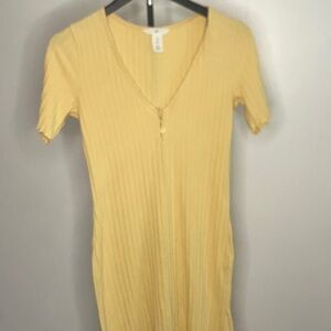 H&M Mustard V-Neck Bodysuit Dress